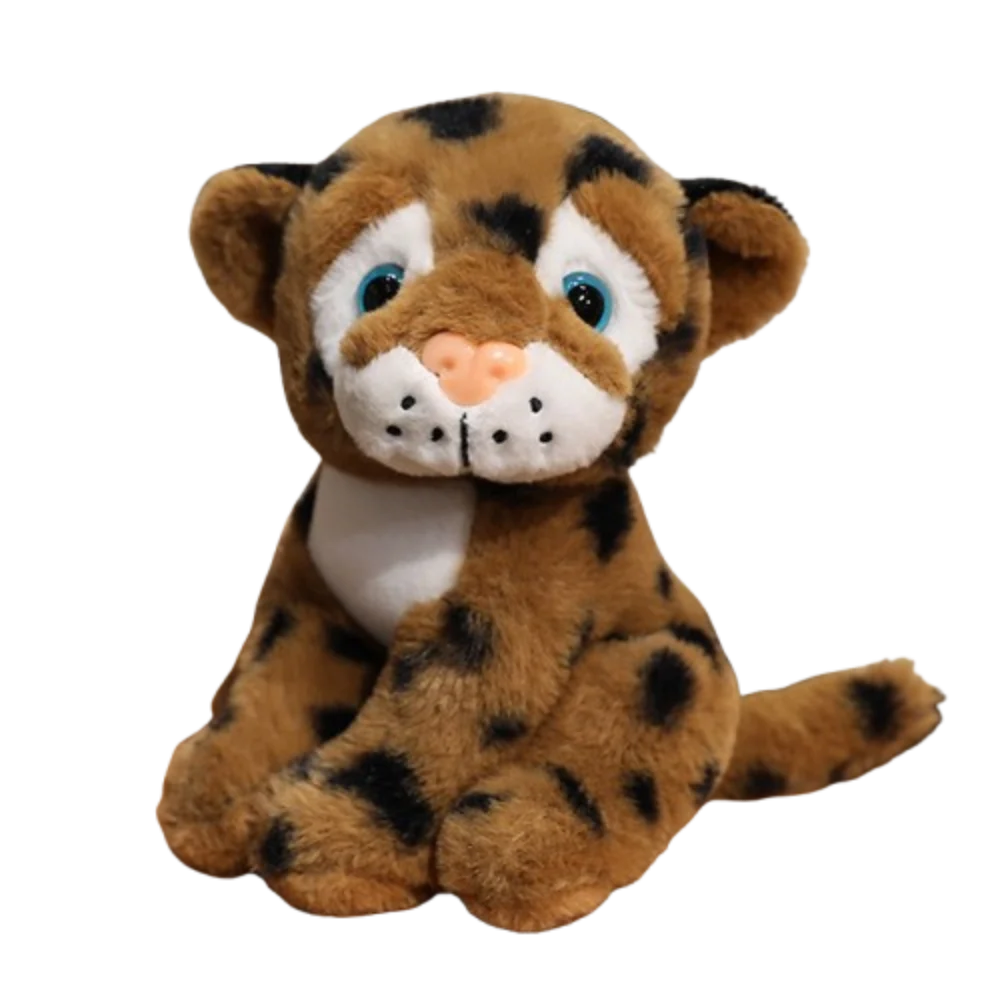 

PP Cotton Simulated Leopard Fluffy Collection Lifelike Leopard Comfortable Sitting Animals Stuffed Children's Day