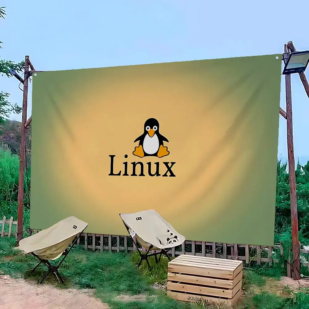 Linux Operating System Tux Penguin Anime Retro Flags Multiple Choice Living Studio Booth Interior Decoration Banner