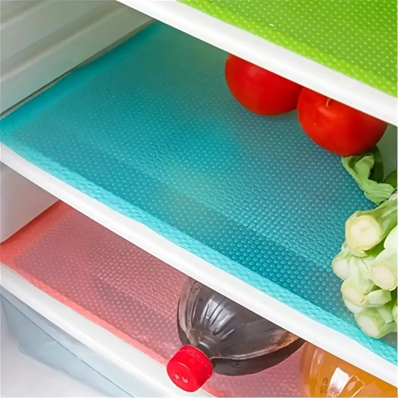 4PCS EVA Waterproof Refrigerator Liner Mat Washable Mildew Kitchen Pad Anti-oil Cabinet Drawer Placemat Heat-insulat Fridge Mat