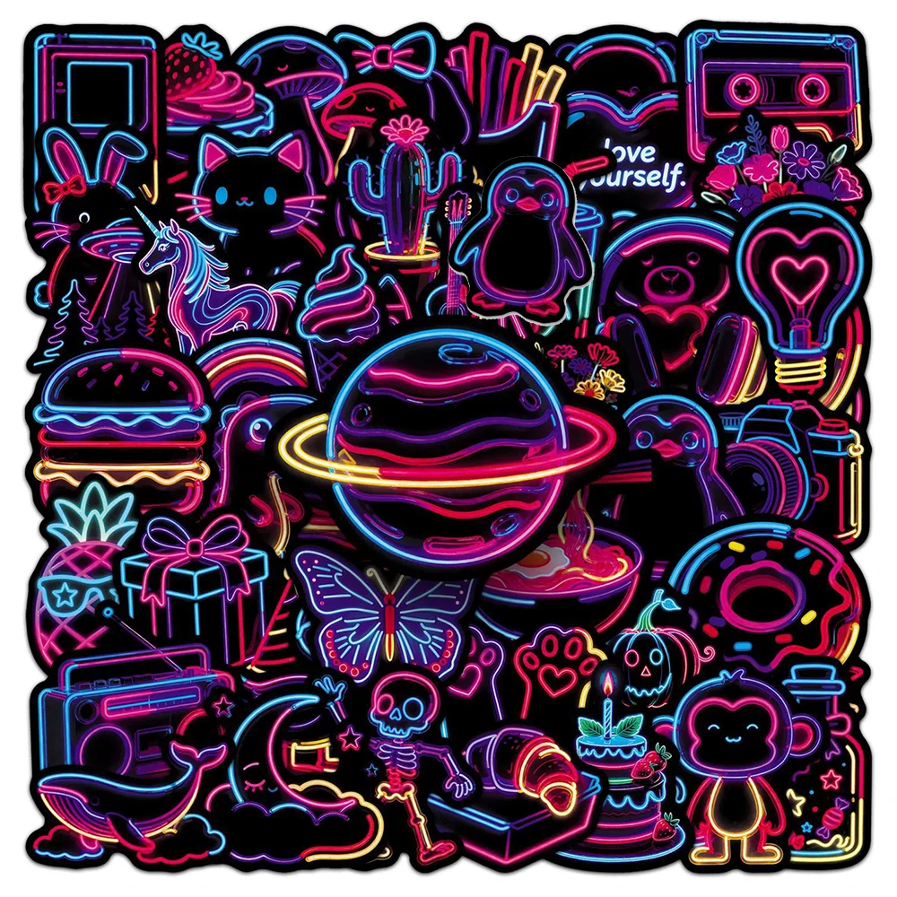 10/30/50 stücke Cartoon Ins Stil Neon Licht Aufkleber Nette Graffiti Aufkleber DIY Skateboard Notebook Telefon Auto Lustige kreative Aufkleber