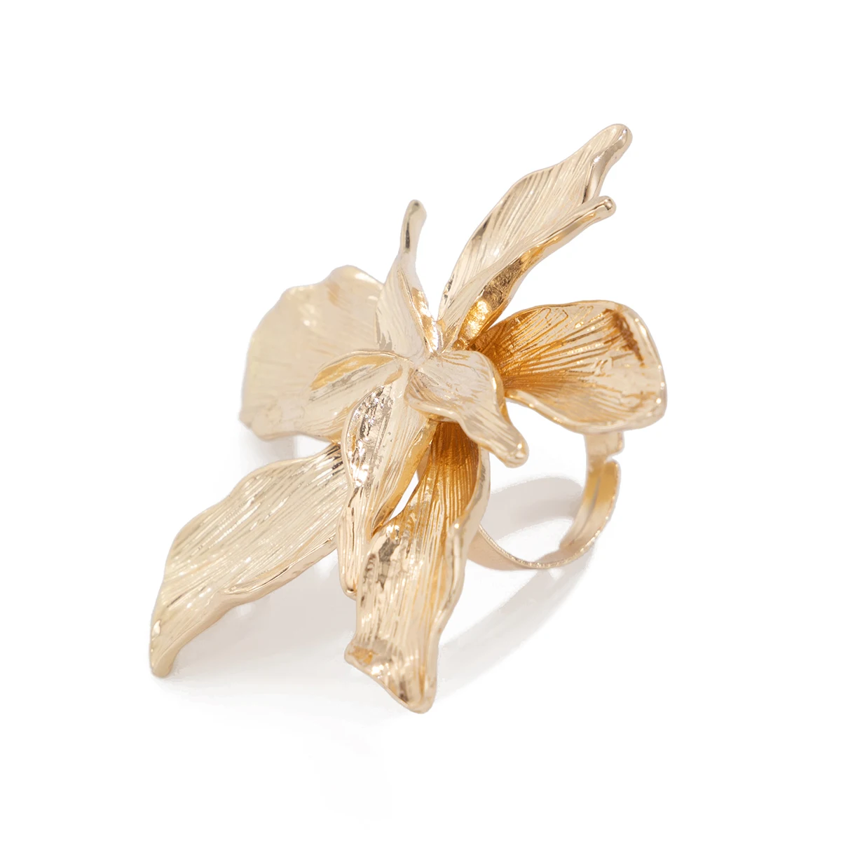 IngeSight.Z Vintage Elegant Gold Color Butterfly Flower Rings Aesthetic Design Irregular Metal Imitation Pearl Leaf Ring Jewelry