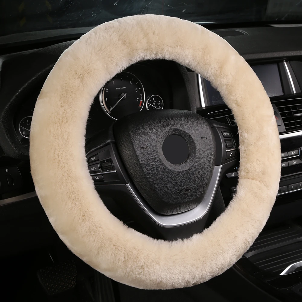 Authentic Sheepskin For Car Stretch-on Steering Wheel Cover/Soft Australian Wool Vehicle braid on the steering-Wheel Protector