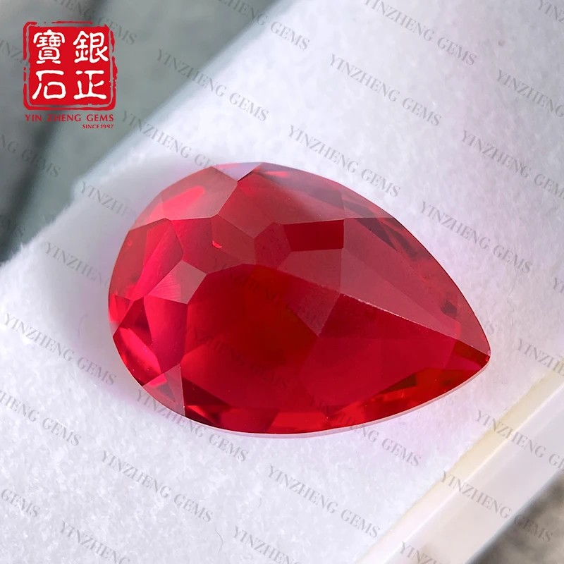 YinZheng الكمثرى شكل حمامة الدم روبي لهب ذوبان زراعة الياقوت يمكن توفير GRC أو AGL شهادة روبي الاصطناعية فضفاضة