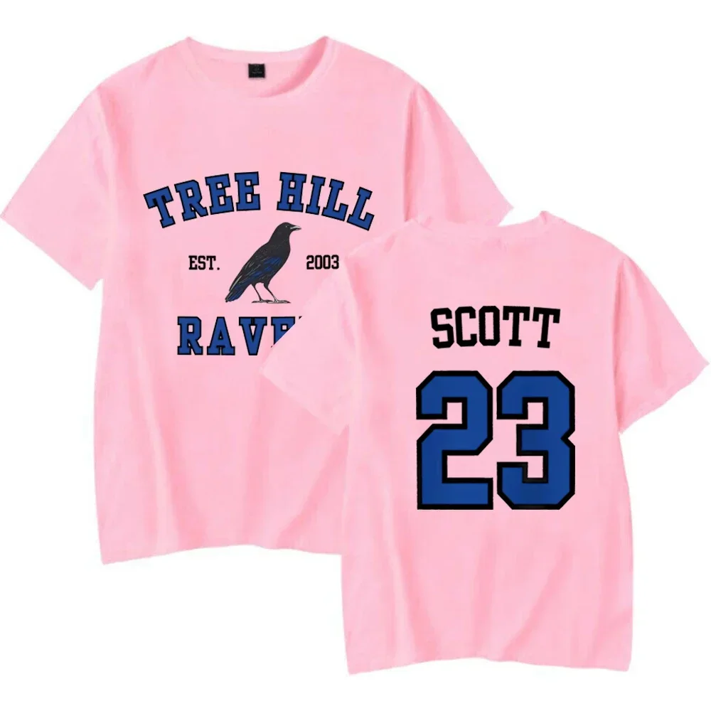 تي شيرت نسائي من One Tree Hill قميص شجرة هيل الغراب قميص ناثان سكوت 23 كارولينا الشمالية تي شيرت تلفزيوني OTH Merch 2 قطع علوية مطبوعة جانبية