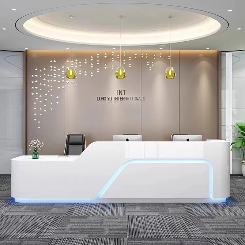 Arc-shaped Front Reception Desk Company Simplicity Cashier Table Beauty Salon Nordic Recepcion Mostrador Modern Furniture