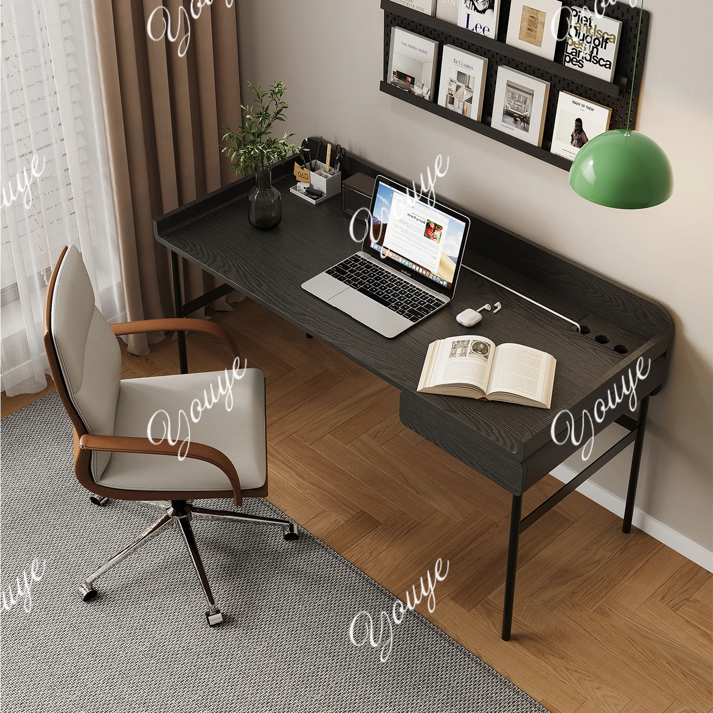 Light luxury modern solid wood desk study home writing computer desk Italian minimalist office