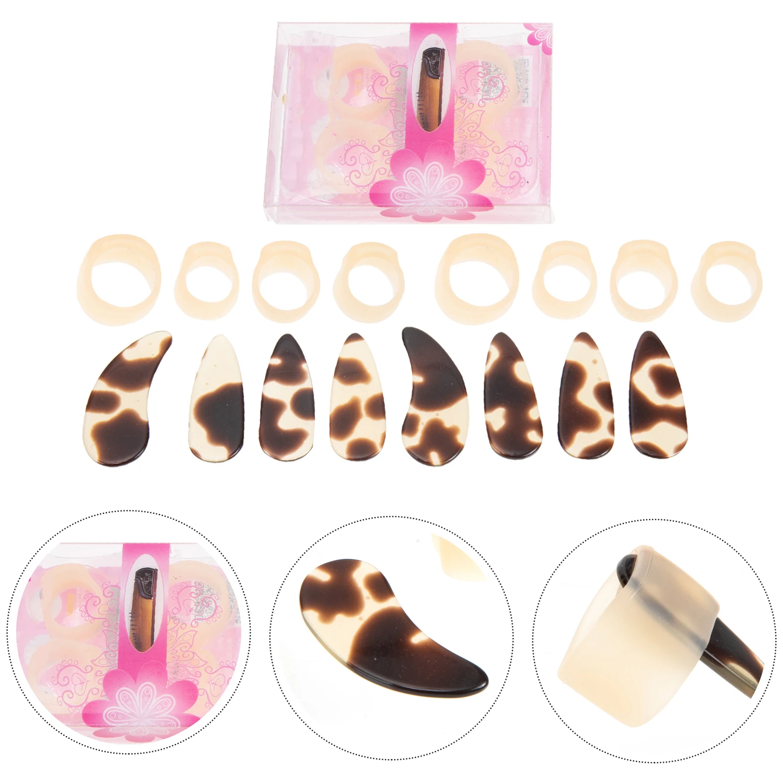 

1 set 2 Sets Guzheng Nails Covers Zither Finger Picks Accessories Black Protectors Durable Silicone Practical Learning