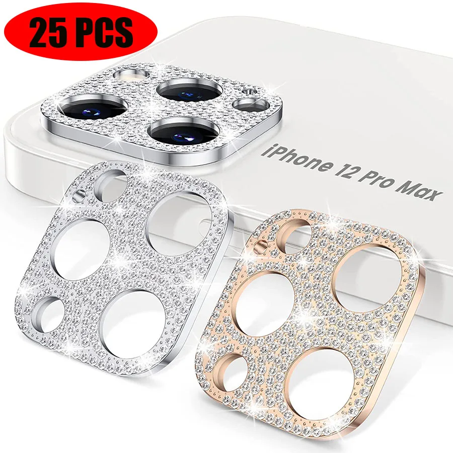 

Bling Glitter Rhinestone Metal Lens Film For iPhone 13 Pro Max 11 12 mini Shiny Crystal Diamond Camera Lens Screen Protector