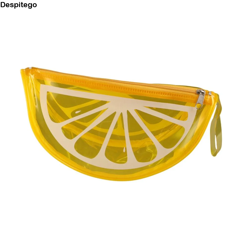 Transparent Lemon Cosmetic Bag Portable Large-Capacity Make Up Organizer Multi-Functional Space Saving Lemon Makeup Case Travel