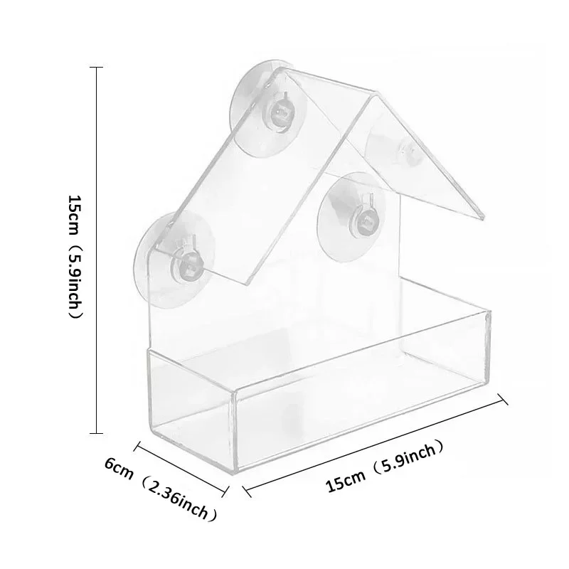 Transparent Bird Feeder with Suction Cup, House Type, Feeding Cage, Window Glass, Hummingbird, Outdoor Gazebo Accessories