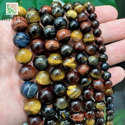 Smooth Natural Tricolor Tiger Eye Stone Loose Round Beads for Jewelry Making DIY Bracelet Accessories 15