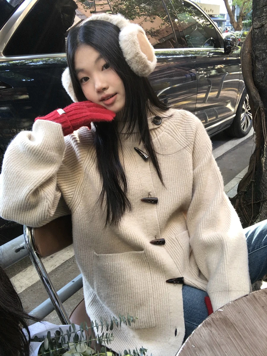 

Red Celebri Knitwear Cardigan Women's Mid-Length Korean Sle Long Sve Button-Up Knitted Jaet Autumn Winter New Arrival