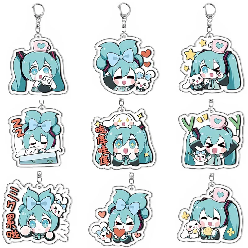 Porte-clés en acrylique de la série Anime de dessin animé Hatsune Miku, pendentif de sac à dos, unisexe, cadeau d'anniversaire, cadeau de noël, jouet pour enfants