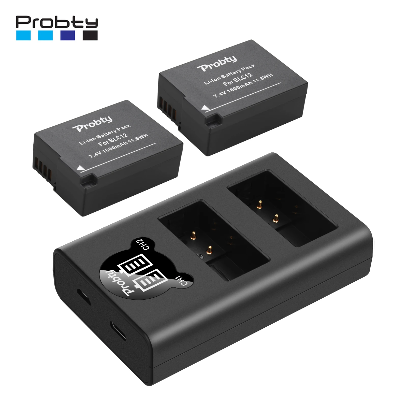 Baterías DMW-BLC12 BLC12E BLC12PP DMW BLC12 + Cargador Doble para Panasonic Lumix FZ1000, FZ200, FZ300, G5, G6, G7, GH2, DMC-GX8