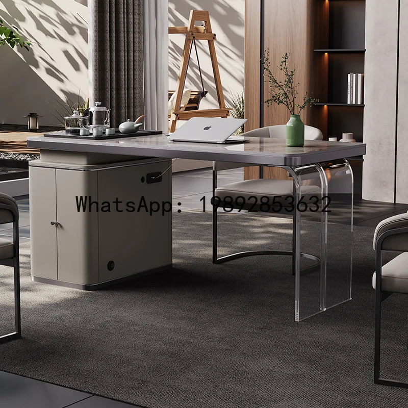 CZ Balcony Tea Table with Kettle Integrated Office Home Small Apartment Acrylic Rock Board Small Tea Table
