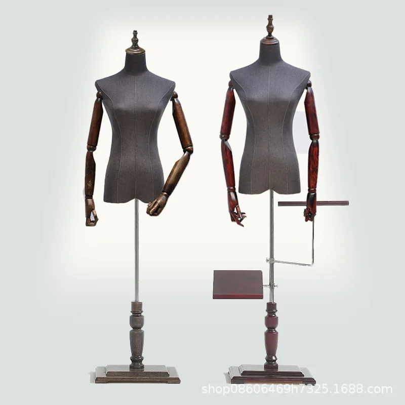 Women's clothing model shelf display clothing store black female model props half-body suit model platform