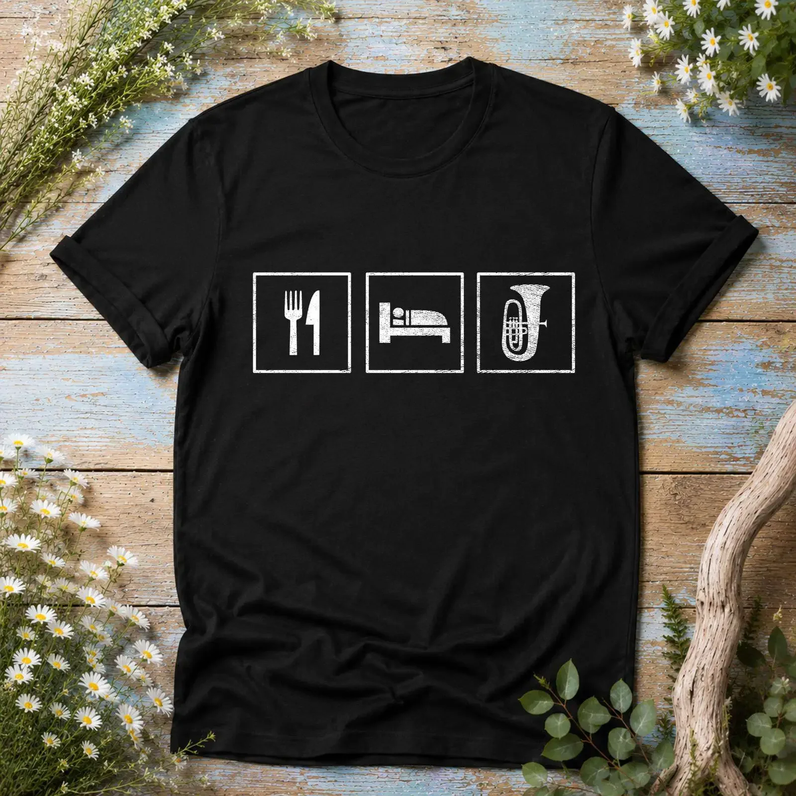 Funny tuba player T shirt instrument daily schedule musician gift idea vintage Washed Stylish Soft graphic Casual Versatile