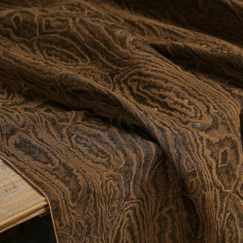 Brown Tree Ring Texture Jacquard Fabric Coat Fashion Designer Vintage Creative Handmade DIY Elegant Clothing Home Material