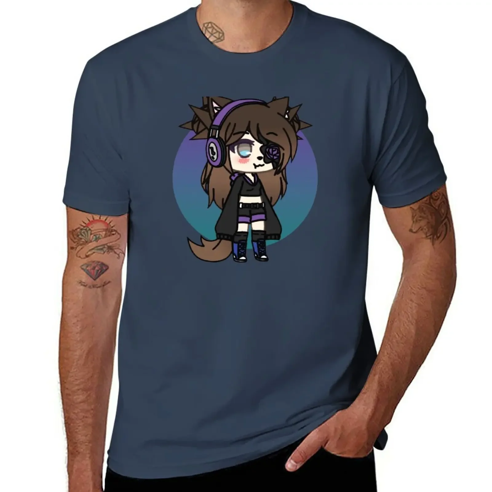 Gacha Life Series - Karin the strange goth girl with the eye patch T-Shirt summer top anime mens graphic t-shirts pack