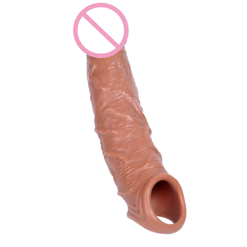 S/L Size Penis Extension Sleeve Reusable Condoms Soft Delayed Ejaculation Penis Extender Dick Sleeve Adult Sex Toys For Men