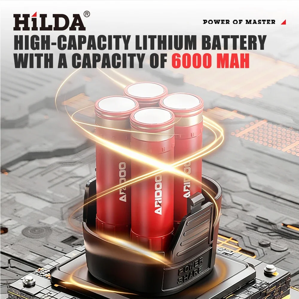 HILDA Cordless Mini Angle Grinder with LED Power Light Portable Electric Grinding Tool for Tiles, Metal, Garden and Home DIY