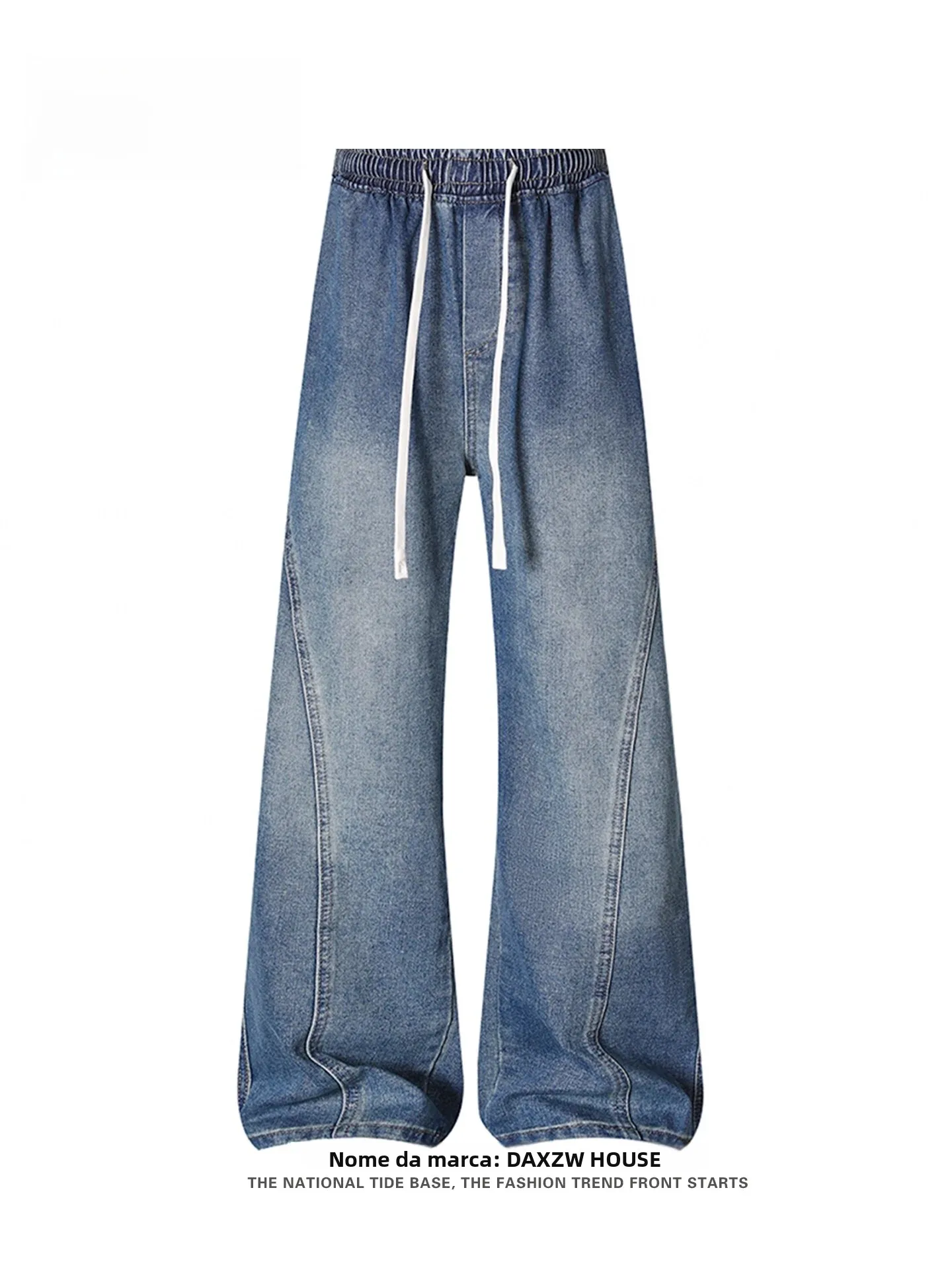 Calças Jeans Retrô Lavadas com Cinto, Soltas e Retas, Casuais, Modernas, de Outono, para Homens, Mulheres, Estudantes e Casais