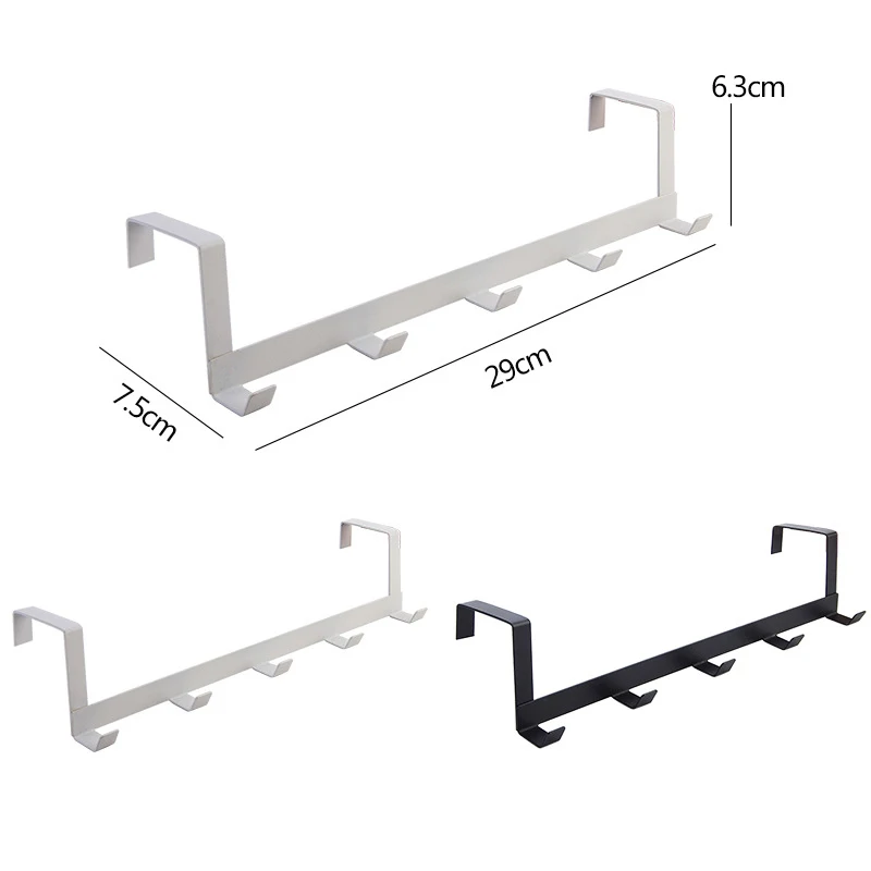 5 Hooks Iron Wall Hook Sticker Adhesive Door Hook Towel Clothes Robe Rack Toilet Accessories Shower Accessories