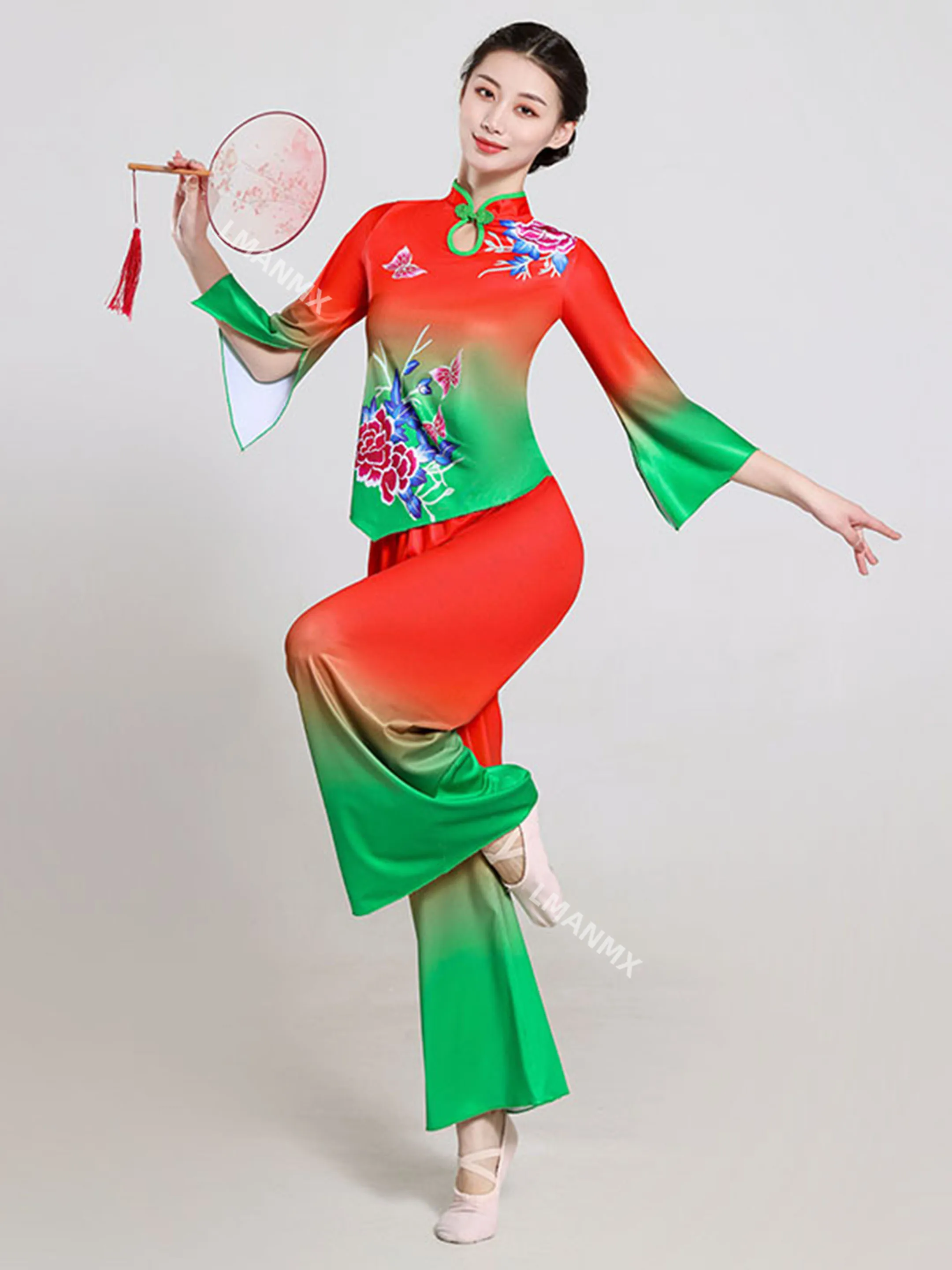 

New square dance performance costume, Chinese fan dance, yangko dance costume