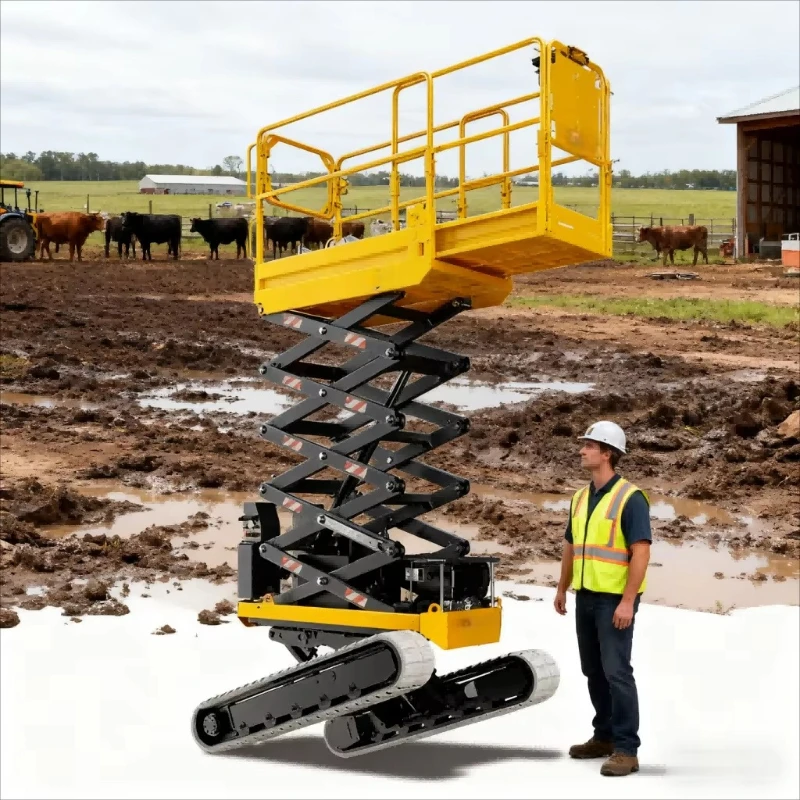 12m Working Height Trailed Scissor Lift 1000kg High Loading Capacity Foldable Outrigger Industrial Lifting Equipment