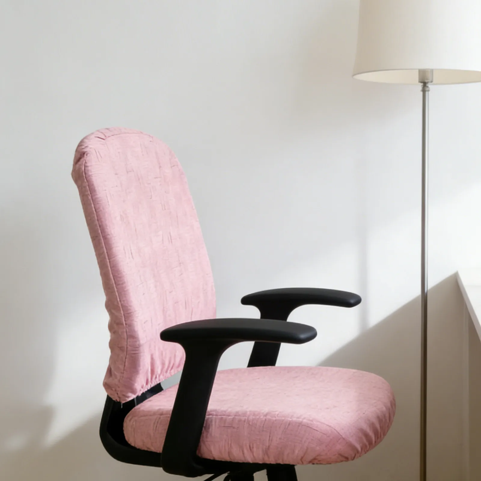 2Pcs Office Chair Covers Stretch Elastic Protector Suit for Computer Desk Chairs Backrest Armchair Seat Cushion Slipcover Pink