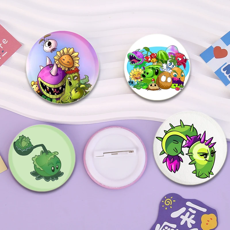 Funny Puzzle Game Button Pins Plants Vs. Zombies Brooches Peashooter Sunflower Badge Backpack Accessories Creative Jewelry Gifts