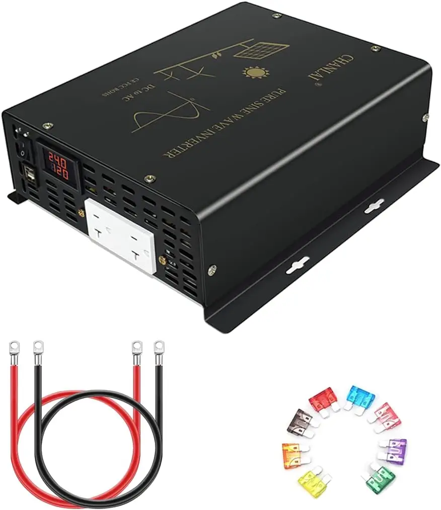 Pure Sine Wave Solar Inverter Power 1500W Battery Converter 12V/24V/36V/48V/96V DC to 100V/110V/120V/220V/230V/240V AC USB Port