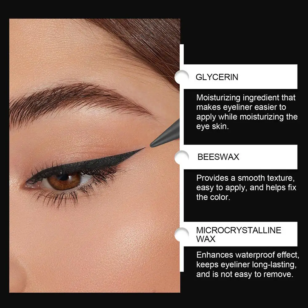 Permanent Gel Black Long-Lasting Eye Liner Pen Makeup 24-Hour Waterproof Shadow Eyeliner Pencil Shimmer Cosmetics