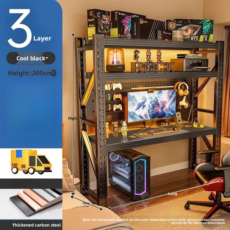 Minimalist Bedroom Storage Rack Furniture Gaming Table DIY Multi-Layer Desktop Computer Desk Home Office Gaming Organizer