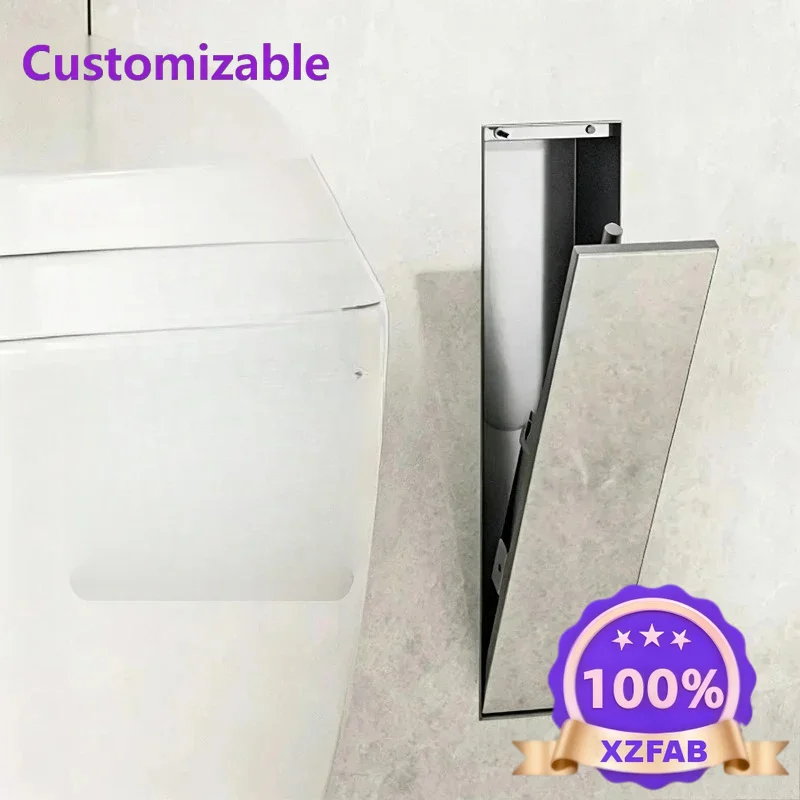 Factory Direct 2026 Wall Embedded Hidden Toilet Brush Stainless Steel In-wall Niche Silicone Concealed Tool For Bathroom Side Wa