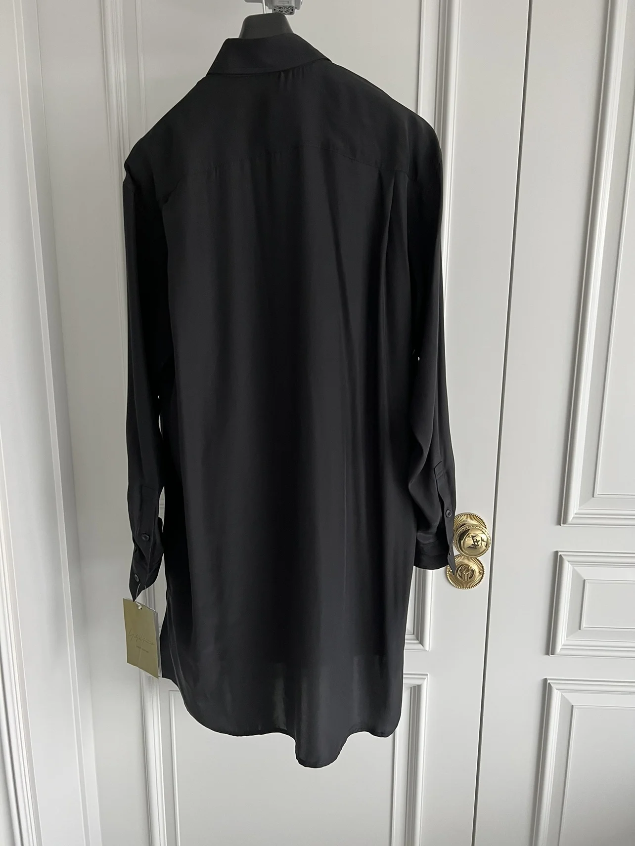 TOP-YAMAMOTO original design pattern printed long-sleeved shirt, pointed collar silk top for reading girls
