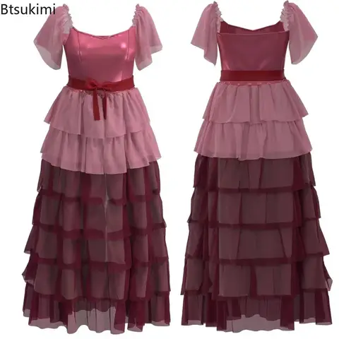 Hermione Women Pink Dress Princess Granger Cosplay Costume Halloween Maigc School Party Performance Clothes Lolita Evening Dress