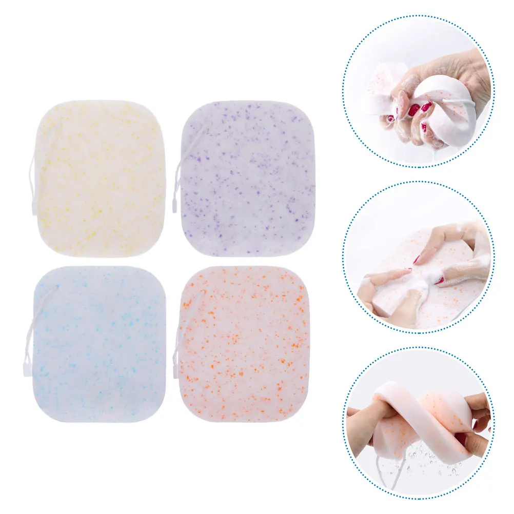 4 個のフェイシャルスポンジポータブル洗顔スポンジ女性のための角質除去クレンジングツール敏感肌再利用可能なメイク落とし