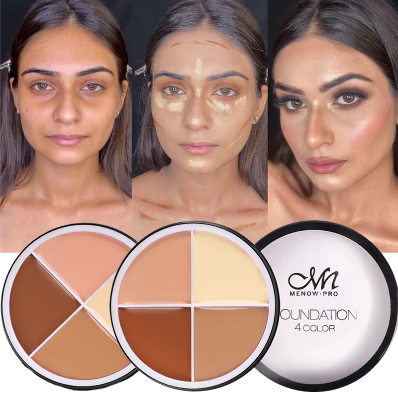 4 Colors Concealer Makeup Palette Full Coverage Dark Circle Waterproof Moisturizing Face Contour Bronzer Foundation Cosmetic