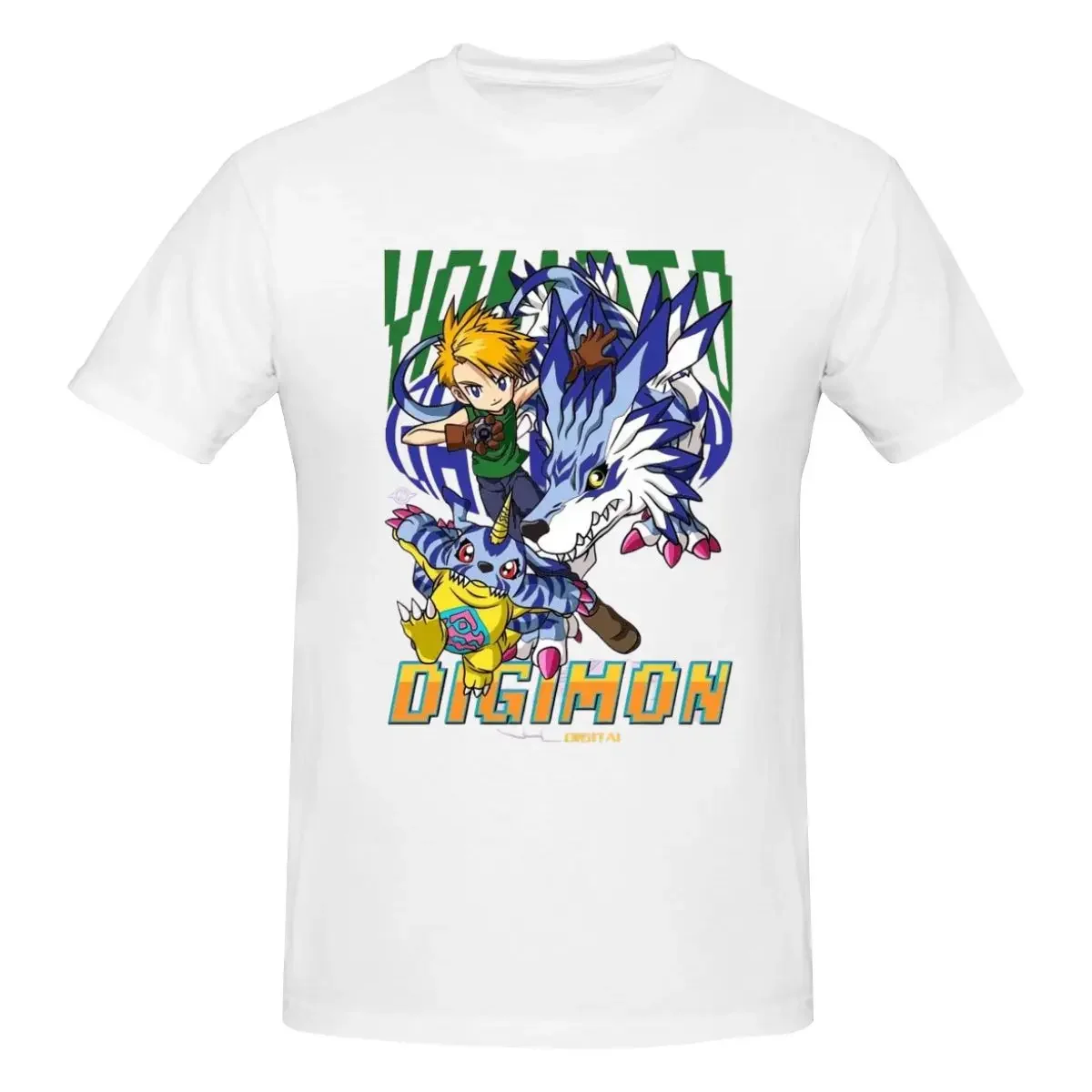 Digimon Gabumon Matt Men's 100% Cotton Short Sleeve T-shirt Top Loose Tshirt