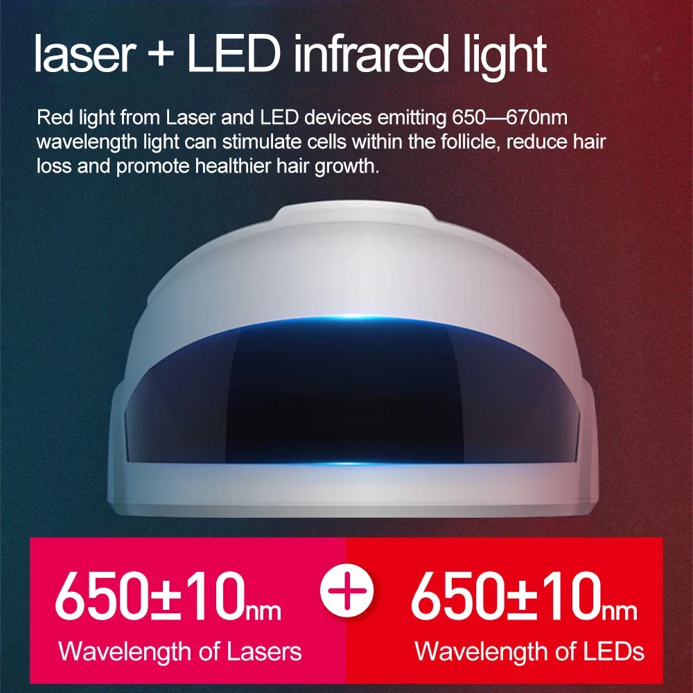 SGROW vendita calda ricrescita dei capelli laser a infrarossi Dispositivo per casco per terapia laser per crescita dei capelli con luce a led rossa per uso domestico