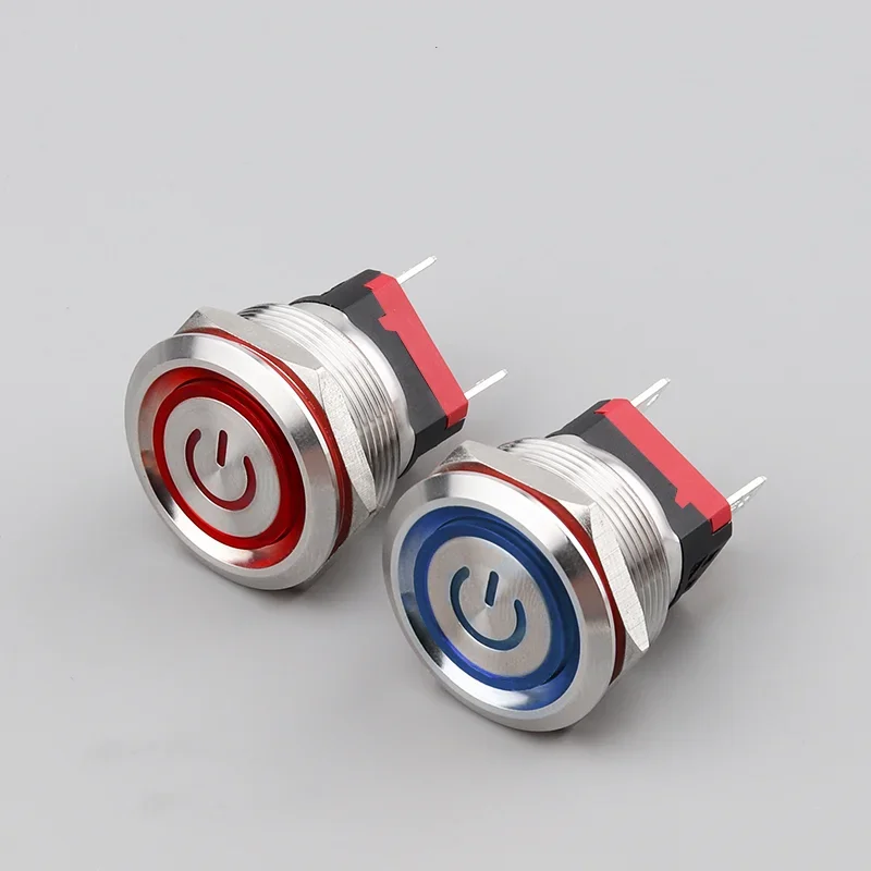 25mm 20A High Current 24V220V Metal Button Switch Self-locking Reset Start Waterproof Button Power Start Switch