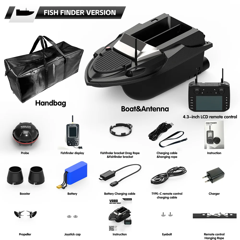 V080 2025 جديد 800 متر 3 كجم 180 نظام تحديد المواقع نقطة السيارات العودة نظام تحديد المواقع السونار 12 فولت عالية السرعة الكارب قارب طعم صيد مع الافراج عن #6