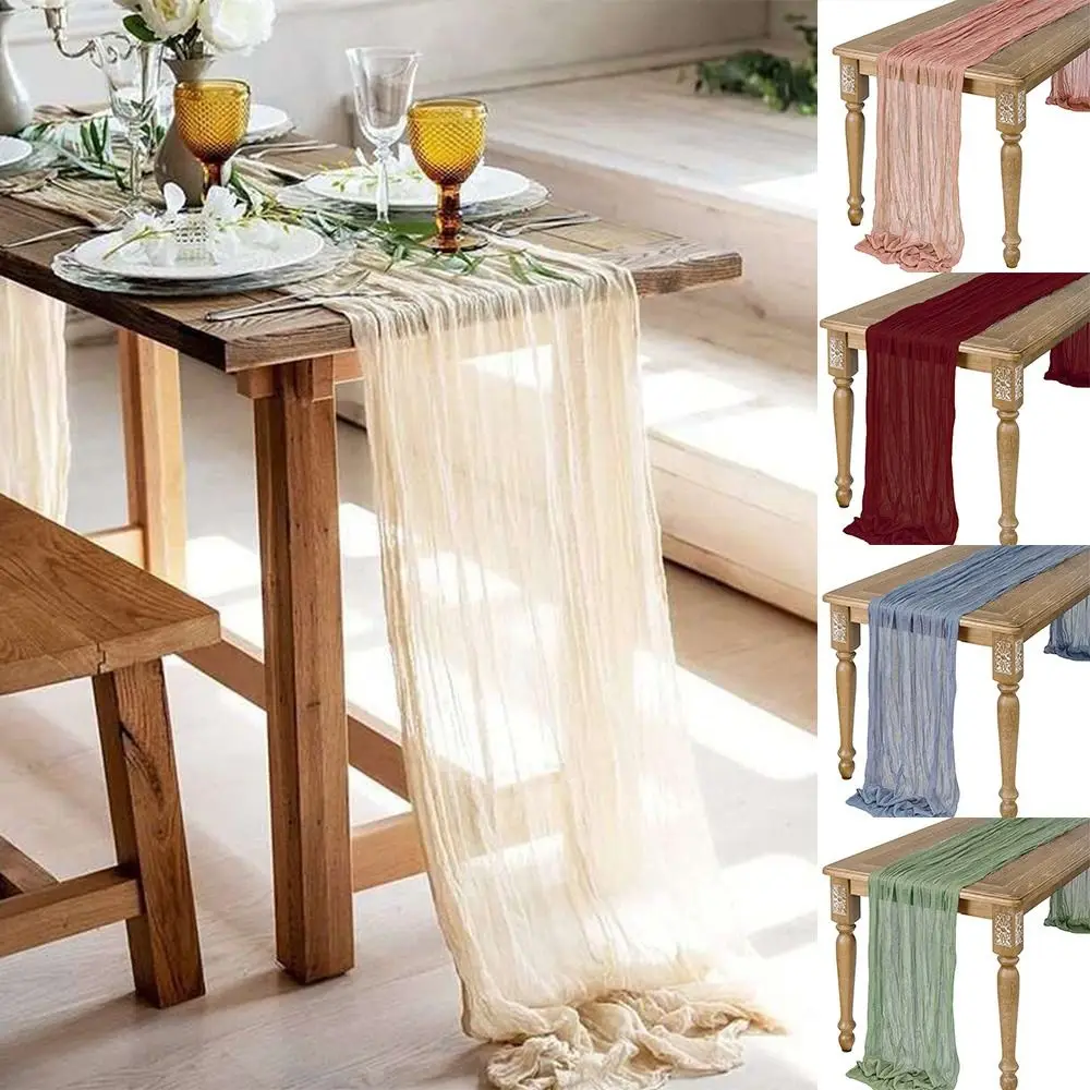 Semi-Sheer Gauze Table Runner Vintage Multipurpose Cheese Cloth Table Setting Retro Table Cloth