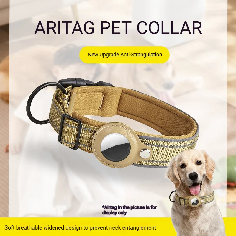 Reflective GPS Tracker Dog Collar, Colored Nylon Anti-Lost Safety Collar for Medium to Large Dogs and Cats