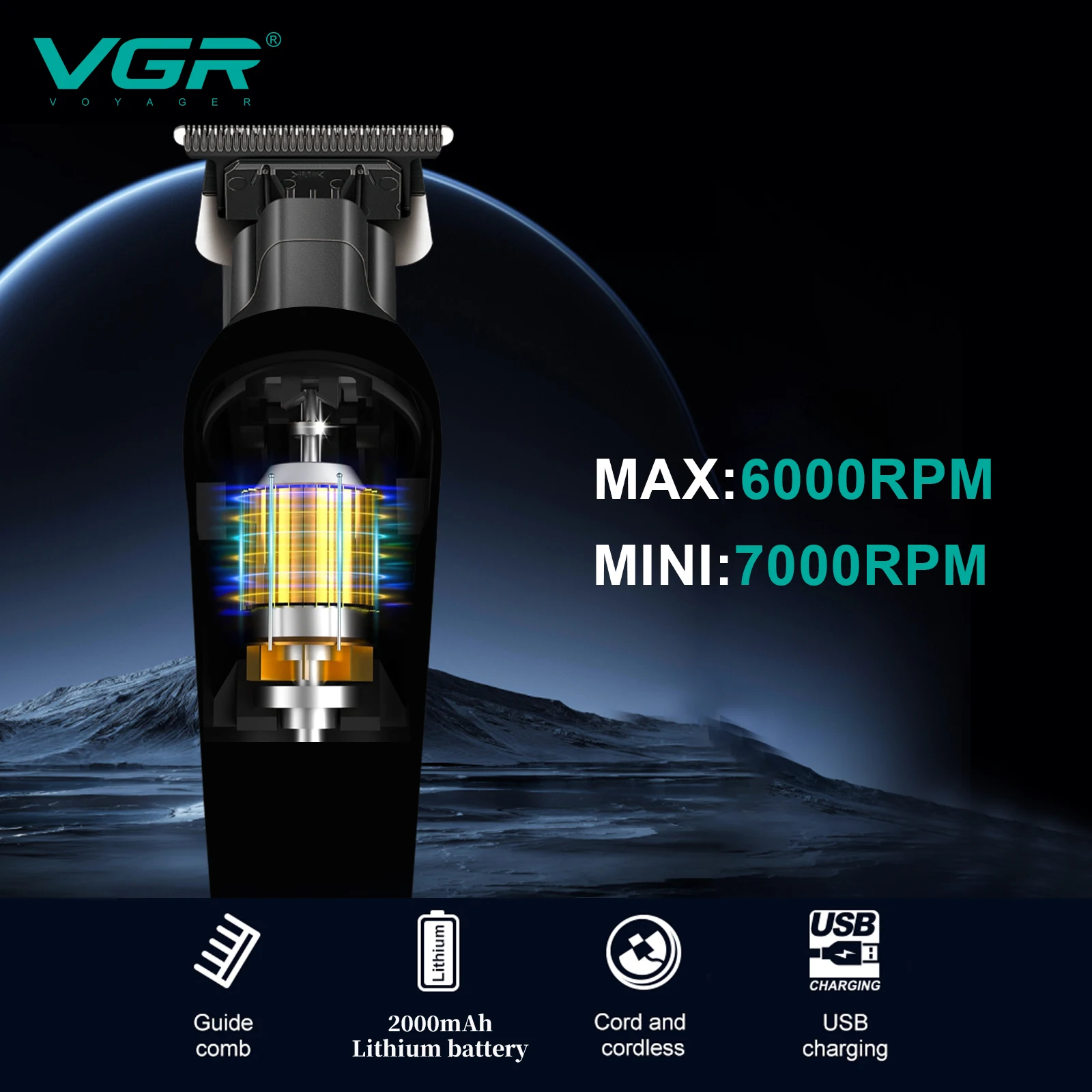 VGR 995 recortadora de peluquero cortadora de pelo eléctrica hombre máquina cortadora de pelo inalámbrica profesional 35