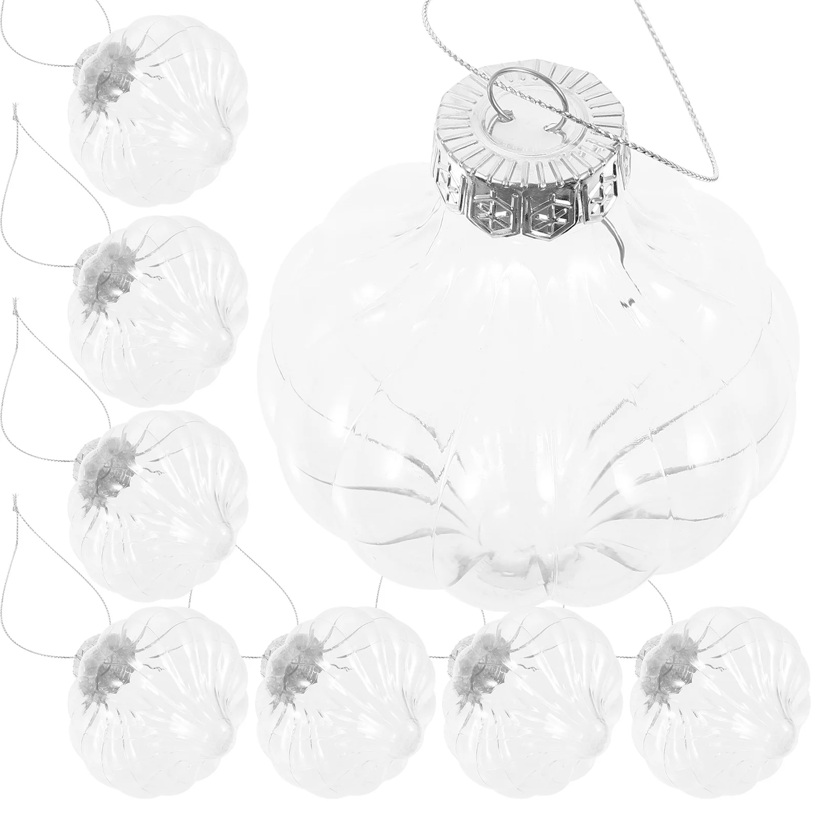 

12Pcs Christmas Ball Hanging Ornaments Clear Plastic Pumpkin Shaped Decorations Christmas Tree Xmas Party Decorative Balls