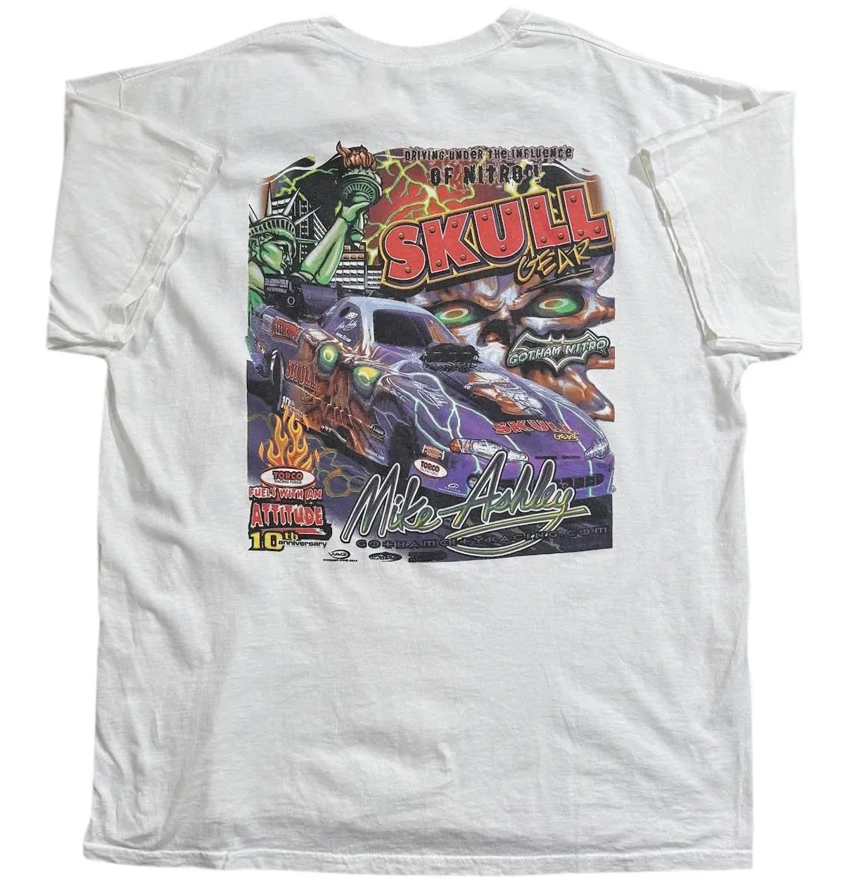 Vintage Mike Ashley Skull Gear T Shirt (Size XXL)