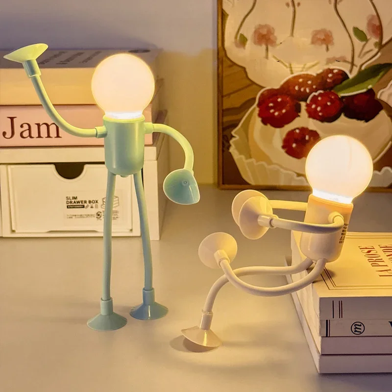 

Changeable Shape Funny Sportsman Night Light Versatile Lamp Creative Fun Quirky Button Battery Desk Lamp Ornament Vacuum Suction