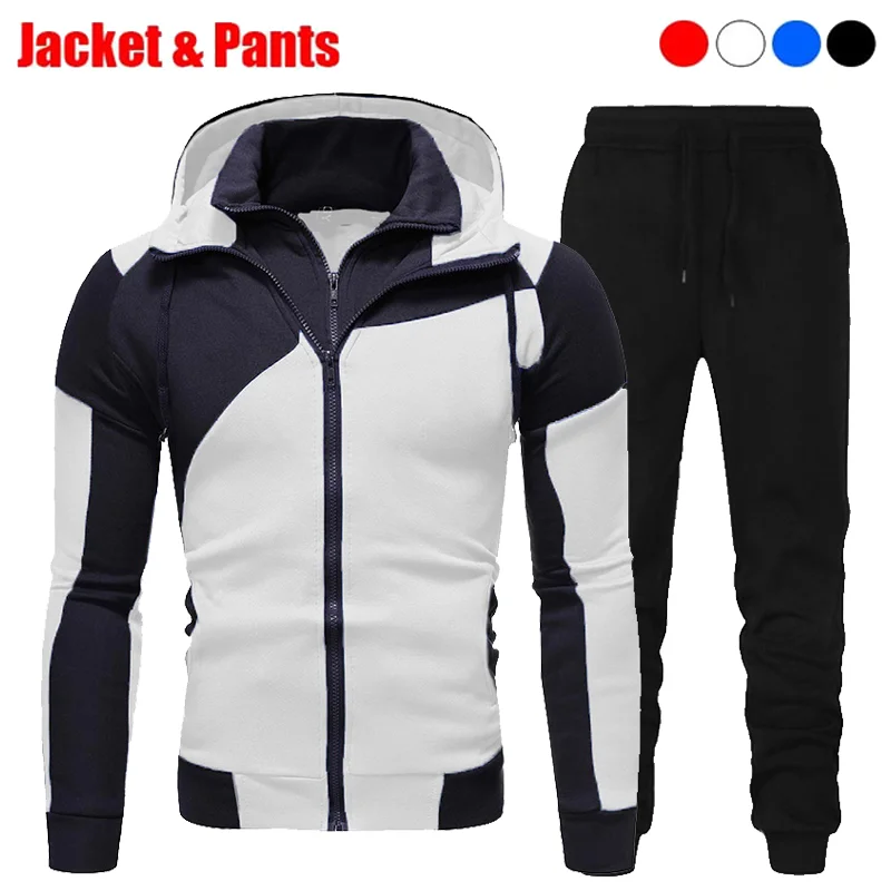 Autumn Winter Men\'s Fashion Sets Warm Coats and Trousers Two Piece Set Casual Streetwear Jackets Outdoor Tracksuits